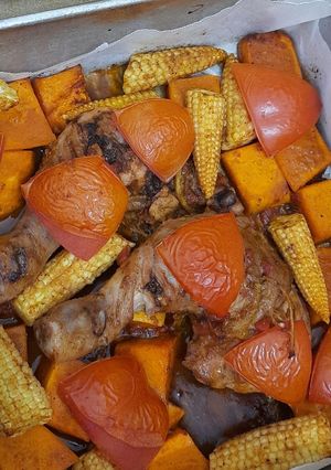 Foto resep Panggang Ayam dan Vegetable bumbu bawang tomat simple