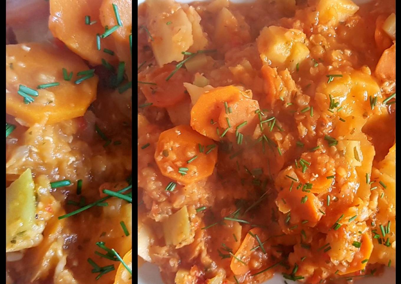 Guiso de lentejas peladas, con zucchini. #platosconhistoria