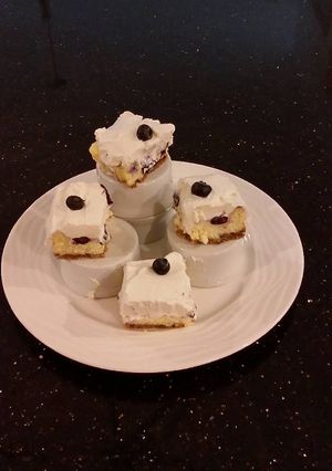 A picture of Blueberry Lemon Cheesecake Bars.