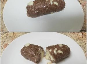 Una foto de Rollo de carne molida relleno con jamón y queso