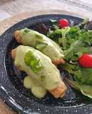 Rollitos de pollo con crema de aguacate y cilantro