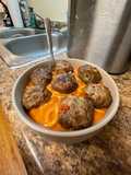Quick vodka sauce pasta with homemade meatballs