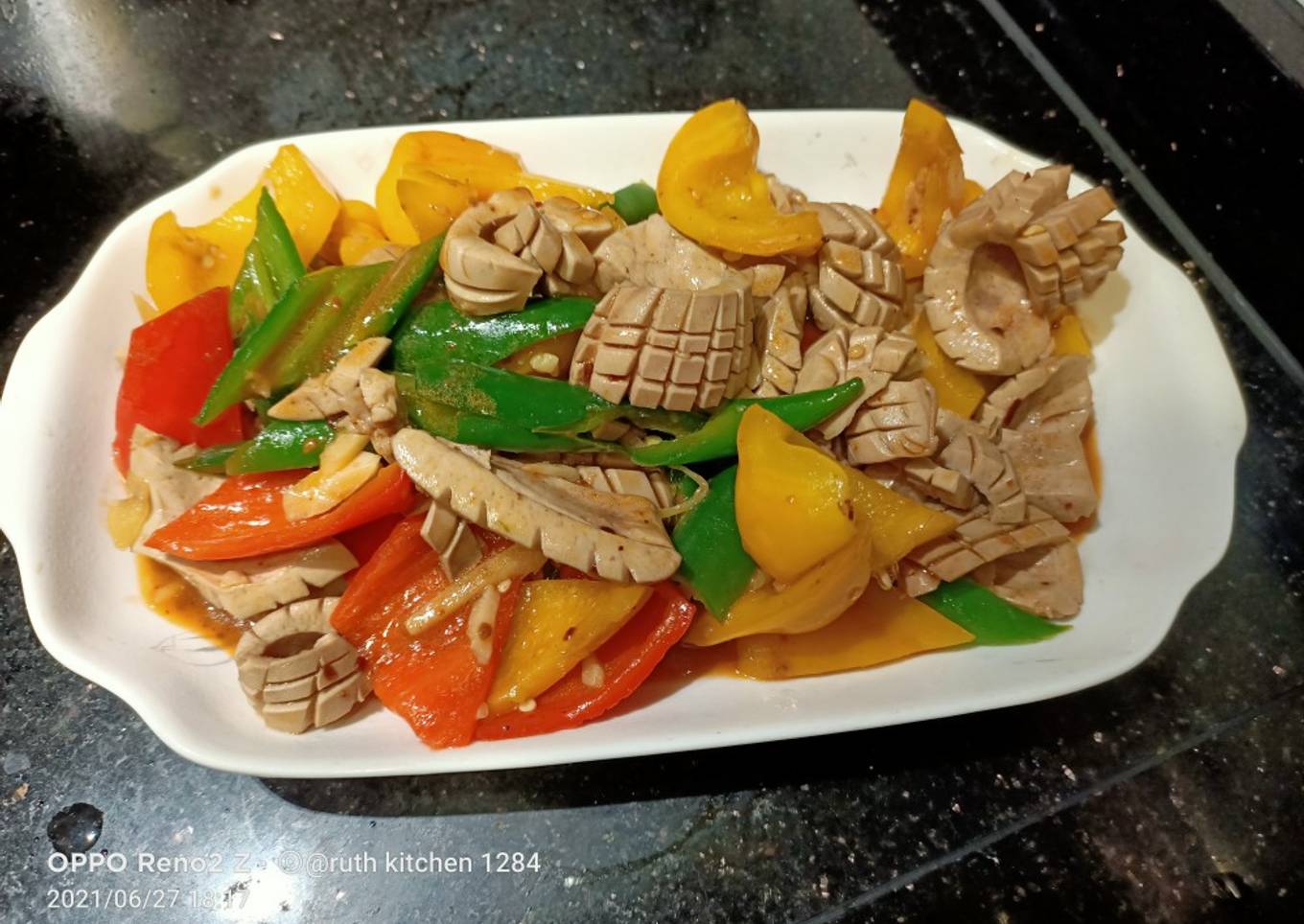 Sauteed Spicy Pork Kidneys & Bell Peppers