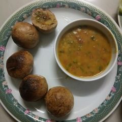 A picture of Healthy dal and stuffing baati.