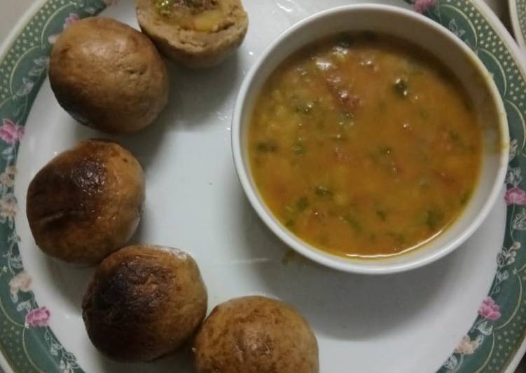 Healthy dal and stuffing baati