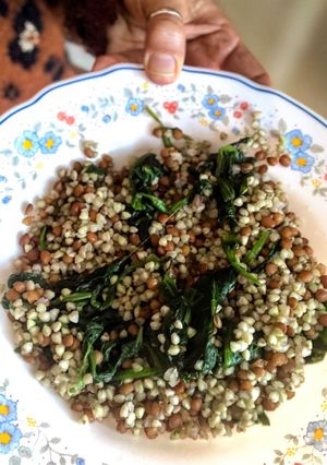 Foto di Grano saraceno con lenticchie e spinaci