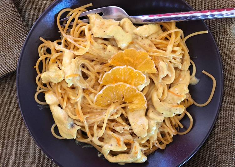 How to Prepare Perfect Spaghetti with chicken, curry and orange