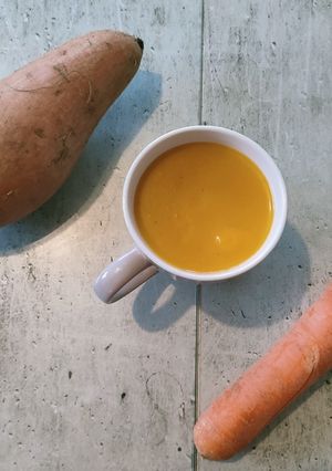 Une photo de Soupe au potimarron, carotte et patate douce 🍠🥕