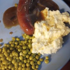 A picture of Bangers and Mash Dinner.