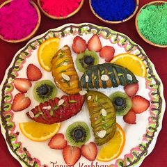 A picture of Colorful fruity Gujiya.