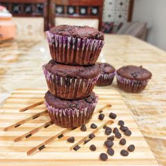 A picture of Eggless Double Chocolate Muffins.