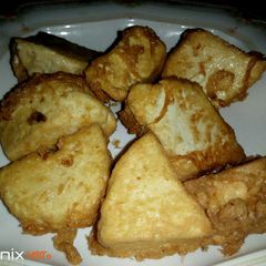 A picture of Fried tofu with egg.