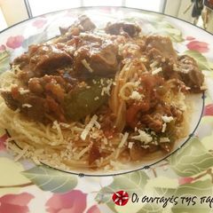 A picture of Red beef stew from Kefalonia.