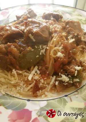 A picture of Red beef stew from Kefalonia.