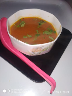 A picture of Tomato coriander shorba soup.