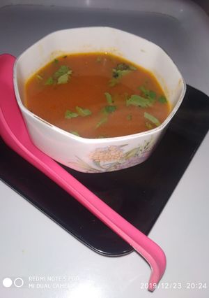 A picture of Tomato coriander shorba soup.