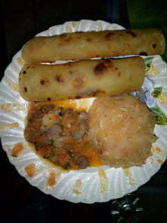 A picture of Carrot chapatis,steamed cabbage plus beef stew.