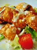 Raviolis fritos a los cuatro quesos