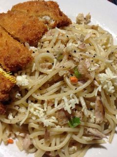 Foto resep Spagheti aglio olio with chicken katsu