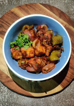 A picture of Dry Schezwan Paneer.