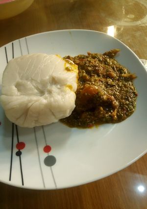 A picture of Towon dalayi with okro soup.