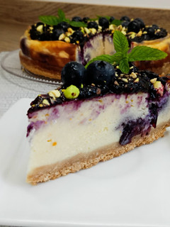 Una foto de Tarta de queso con arándanos