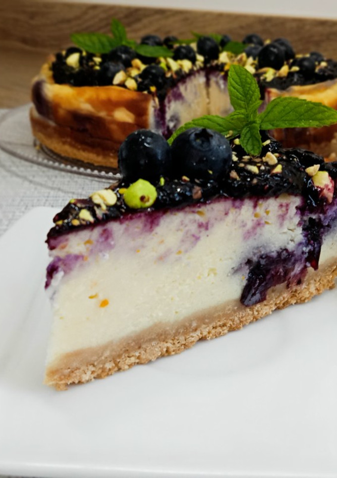 Una foto de Tarta de queso con arándanos