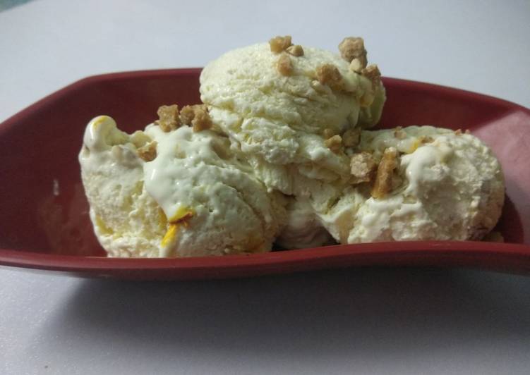 Steps to Prepare Ultimate Raj bhog icecream with butter scotch crunches