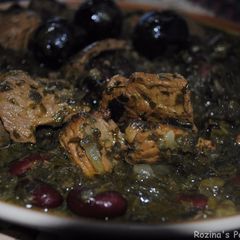 A picture of Persian herb stew (Qormeh sabzi).
