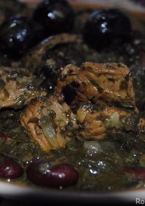 A picture of Persian herb stew (Qormeh sabzi).