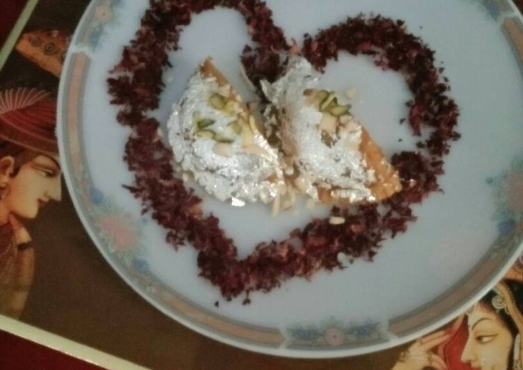 Steps to Make Ultimate #carrot samolina sweet stuff with nuts&amp;rose petal jam#dussehra