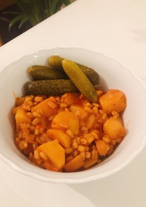 A picture of Potato stew with pearl barley.