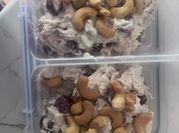 A picture of chicken salad with grapes