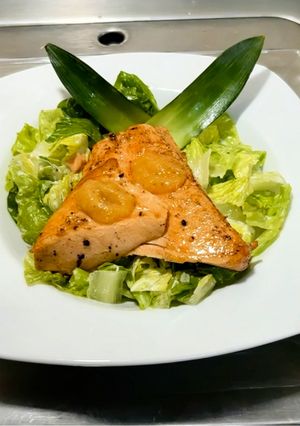 A picture of Salmon with Garlic Butter.
