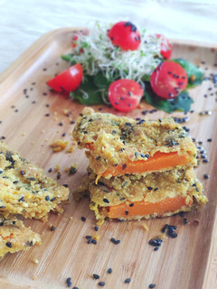 Una foto de Milanesas de calabaza veganas y sin gluten