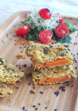 Una foto de Milanesas de calabaza veganas y sin gluten