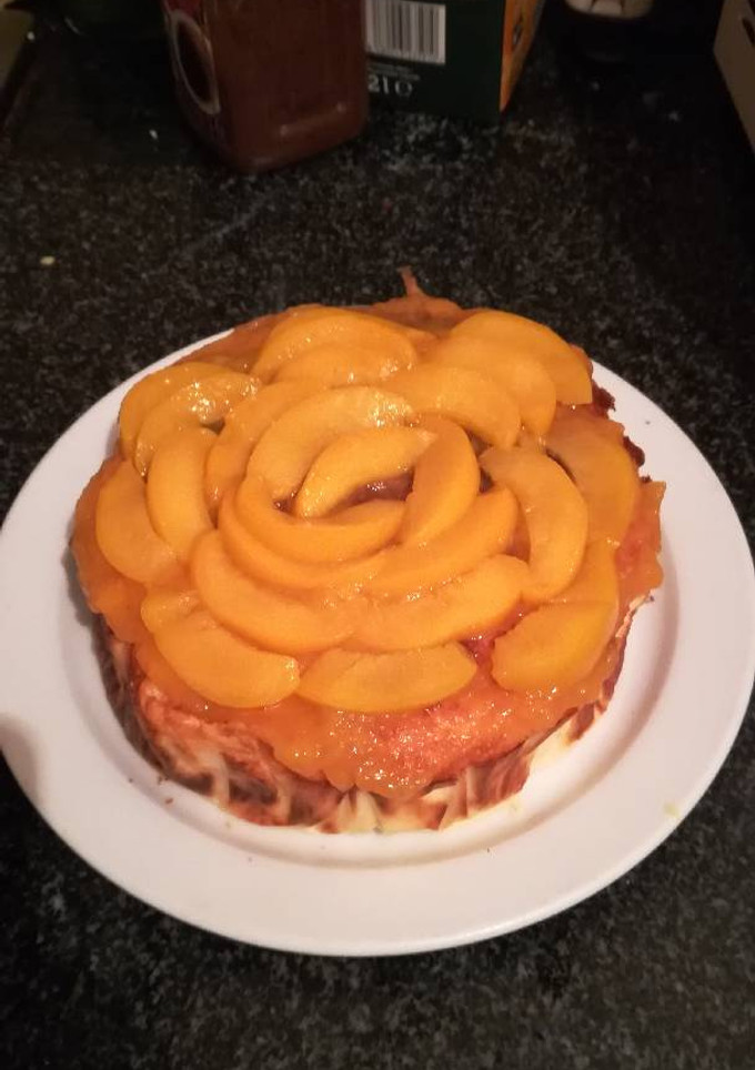Una foto de Tarta de queso y melocotón apto para diabéticos