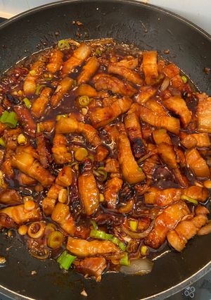 A picture of Gochujang pork belly.