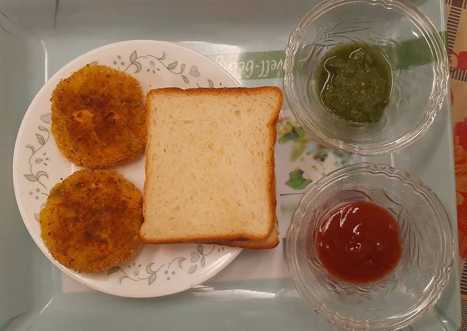 Grilled veg corn cutlet with bread butter