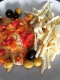 Tintorera en salsa de aceitunas
