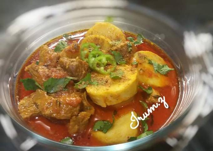 🥘Arvi Gosht🥘 (taro or Colocasia lamb curry)