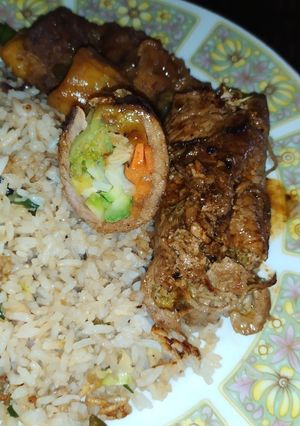 Una foto de Rollos de Solomo rellenos de Vegetales