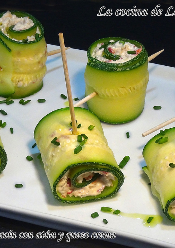 Una foto de Rollitos de calabacín con atún y queso crema