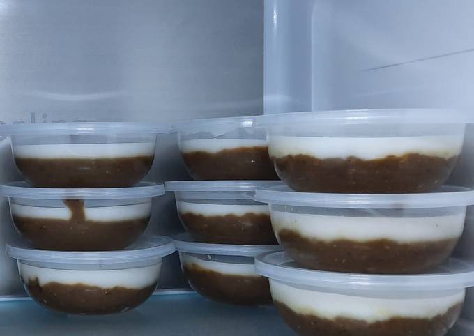 Puding kacang hijau saus vla fiber cream