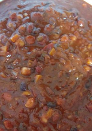 A picture of Pantry-raid Vegetarian Pumpkin Chilli.