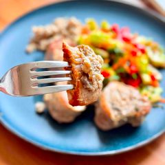 A picture of Seared Pork Medallions in Creamy Mushroom Sauce from Tastypinch.