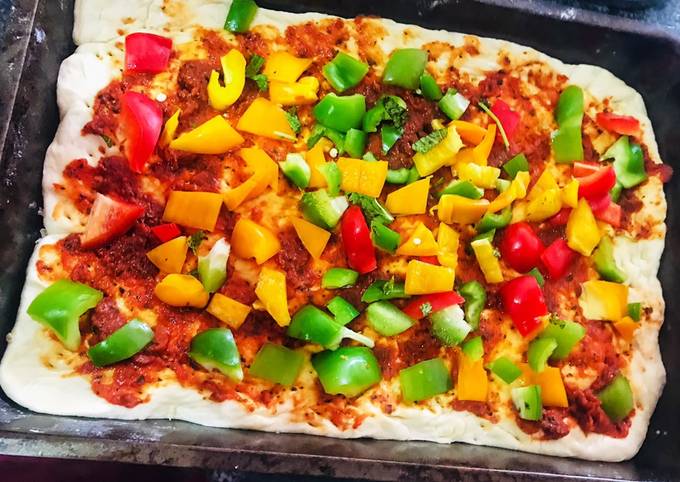 Veggie Loaded pizza with homemade dough