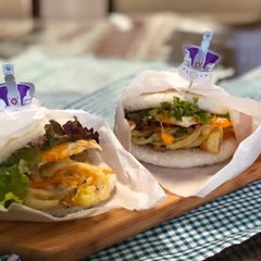 Japanese Tempura Rice Burger A picture of Japanese Tempura Rice Burger.