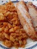 Arroz de Coliflor con pescado asado