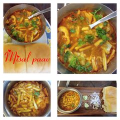 A picture of Maharashtrian dish Spicy Misal paav 😍😋😋.